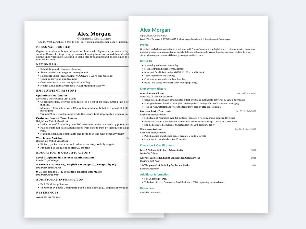 Preview of the UK CV & Cover Letter Pack