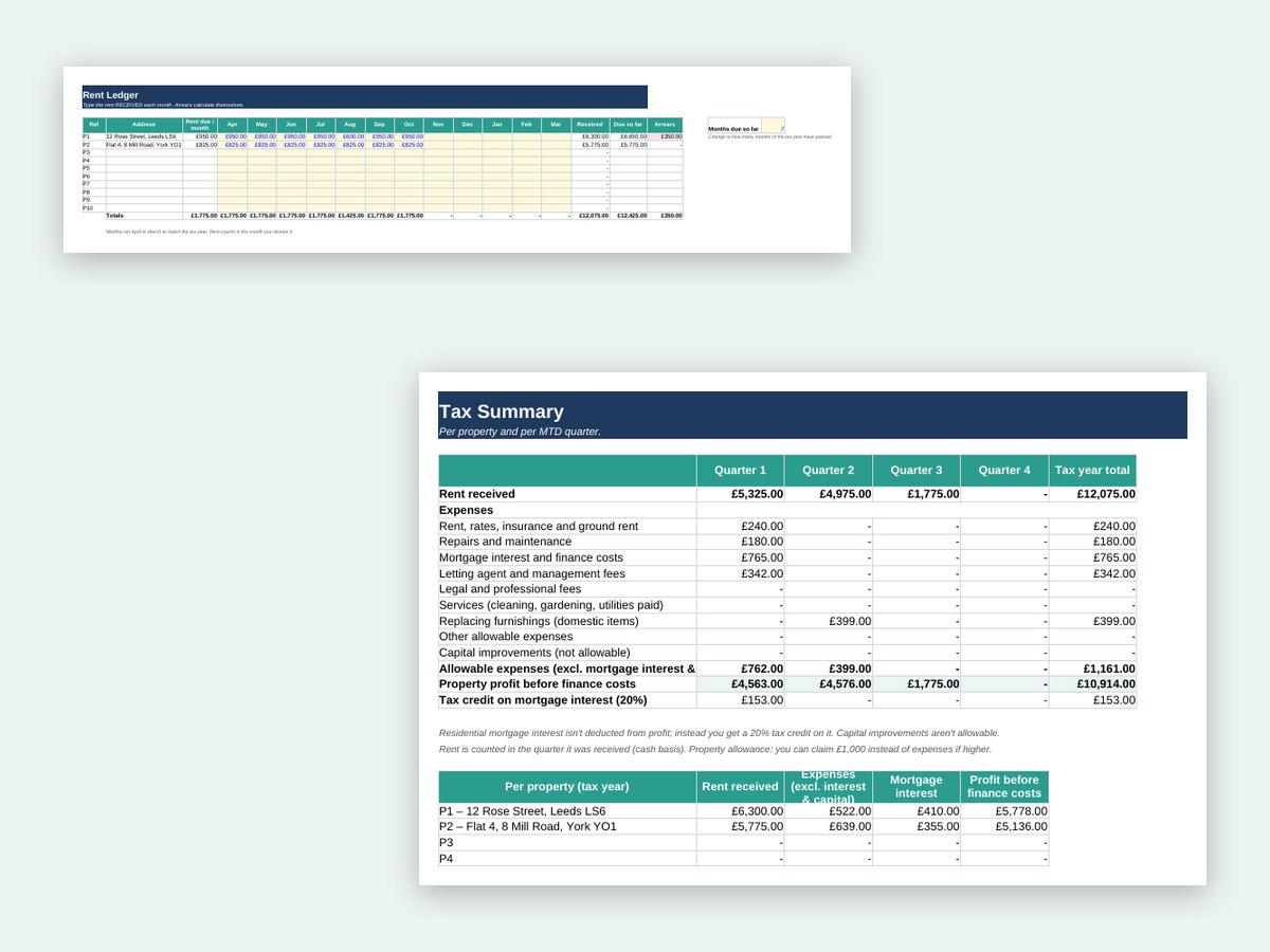 Preview of the Landlord Rental Property Tracker